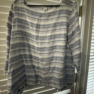 L.L. Bean medium/light Blue and White Striped Blouse. XL